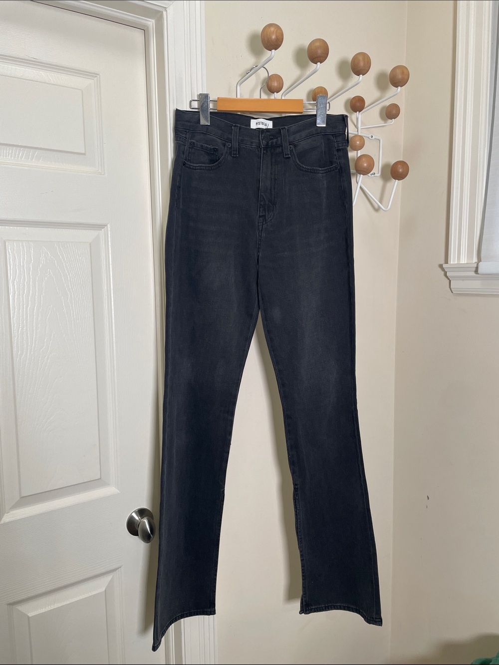 Pistola - High Rise Straight Legged Bootcut Flare Denim Jeans - Black - 27x31
